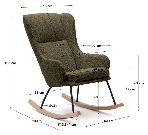 Zöld buklé hintafotel Maustin – Kave Home