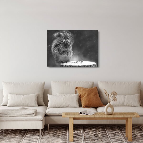 Üveg kép - Mókus télen (70x50 cm)