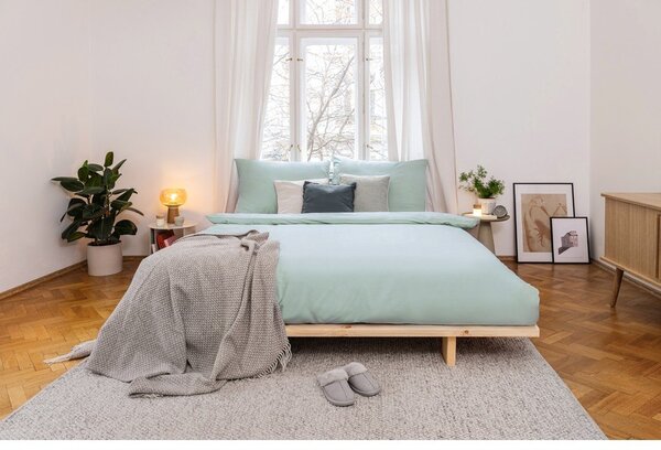 Zöld kétszemélyes mikroszatén ágyneműhuzat 200x200 cm Basic – Bonami Essentials