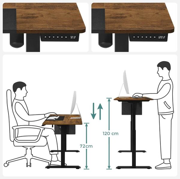 Állítható magasságú elektromos íróasztal memória funkcióval 120x60 cm