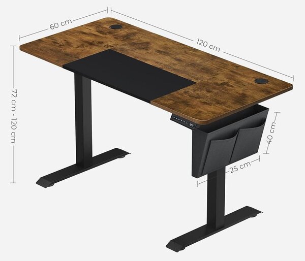 Állítható magasságú elektromos íróasztal memória funkcióval 120x60 cm