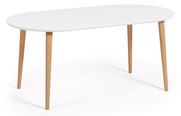 Fehér kerek bővíthető étkezőasztal fehér asztallappal ø 90 cm Oqui – Kave Home