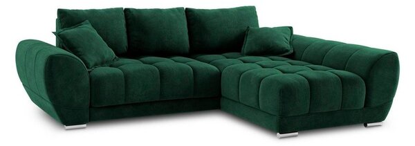 Nuage palackzöld kinyitható sarokkanapé bársony kárpittal, jobb oldali - Windsor & Co Sofas