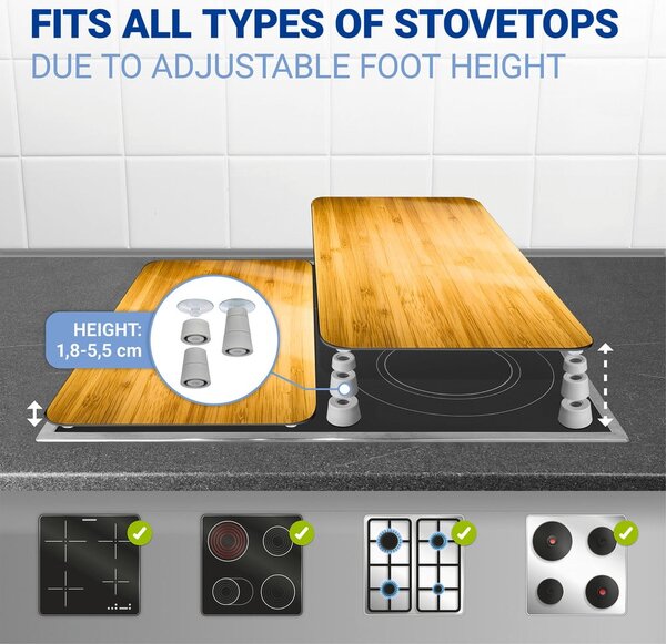Edzett üveg tűzhely fedőlap szett 2 db-os 52x30 cm Wooden – Maximex