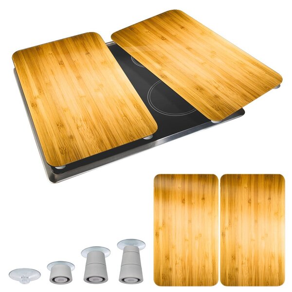 Edzett üveg tűzhely fedőlap szett 2 db-os 52x30 cm Wooden – Maximex