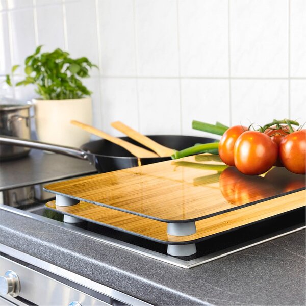 Edzett üveg tűzhely fedőlap szett 2 db-os 52x30 cm Wooden – Maximex