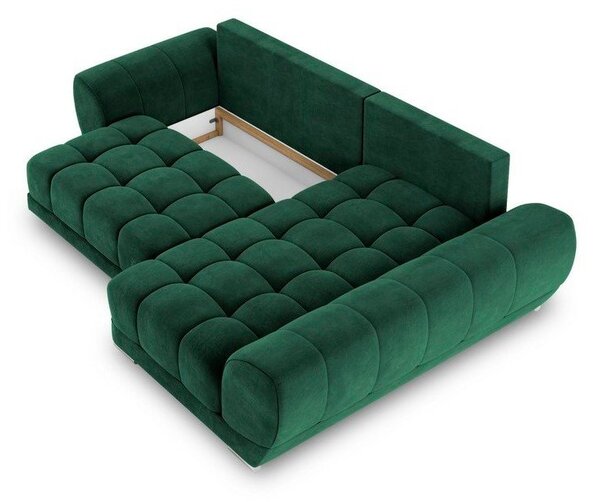 Nuage palackzöld kinyitható sarokkanapé bársony kárpittal, jobb oldali - Windsor & Co Sofas