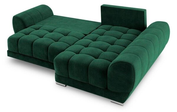 Nuage palackzöld kinyitható sarokkanapé bársony kárpittal, jobb oldali - Windsor & Co Sofas