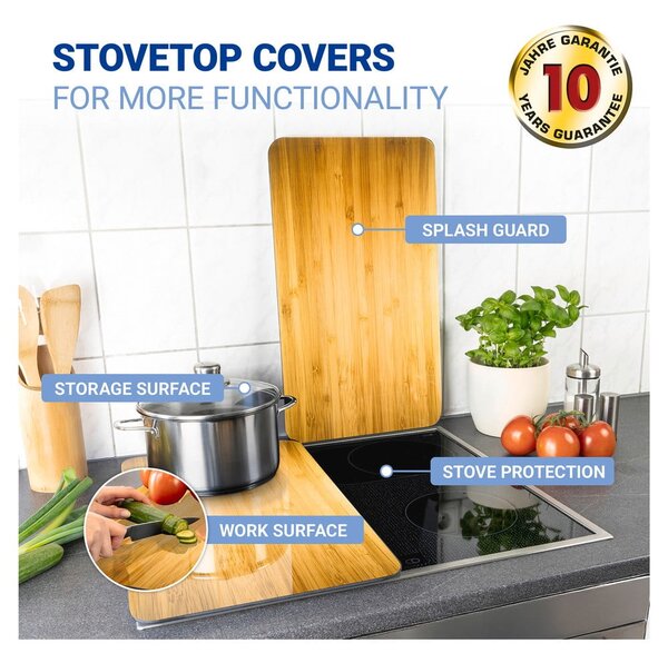 Edzett üveg tűzhely fedőlap szett 2 db-os 52x30 cm Wooden – Maximex