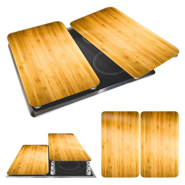 Edzett üveg tűzhely fedőlap szett 2 db-os 52x30 cm Wooden – Maximex