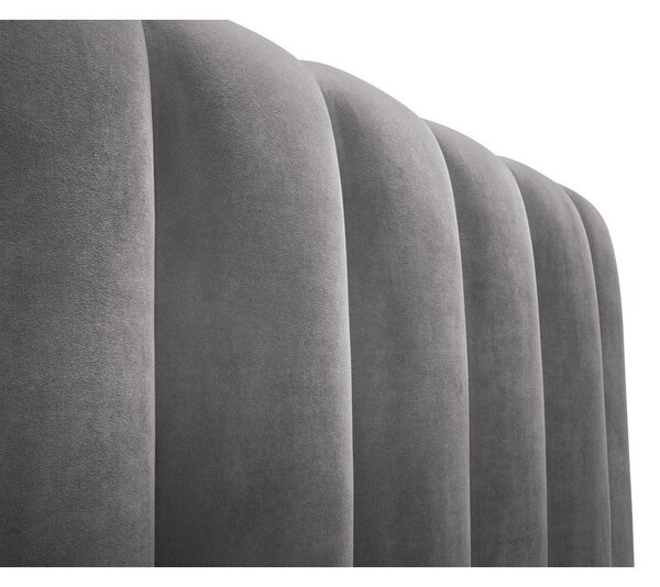 Szürke kárpitozott franciaágy tárolóhellyel, ágyráccsal 180x200 cm Kelp – Micadoni Home