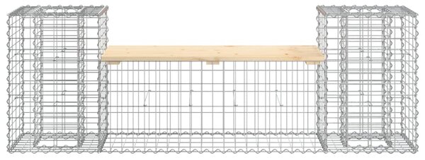 Tömör fenyőfa gabion kerti pad 183x41x60,5 cm