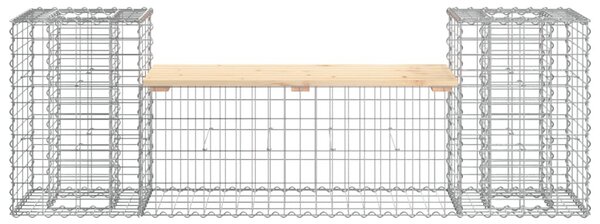 Tömör fenyőfa gabion kerti pad 183x41x60,5 cm
