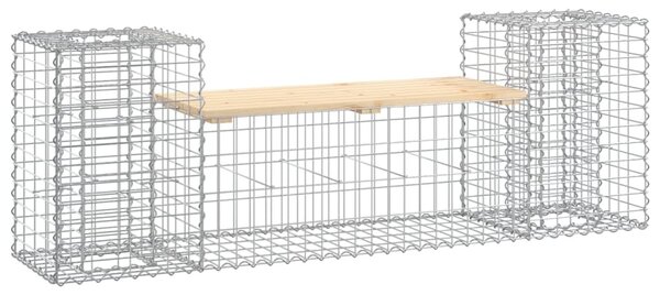 Tömör fenyőfa gabion kerti pad 183x41x60,5 cm