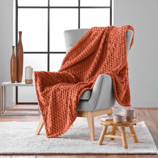 Terrakotta színű mikroflanel takaró 125x150 cm Mini Frosty – douceur d'intérieur