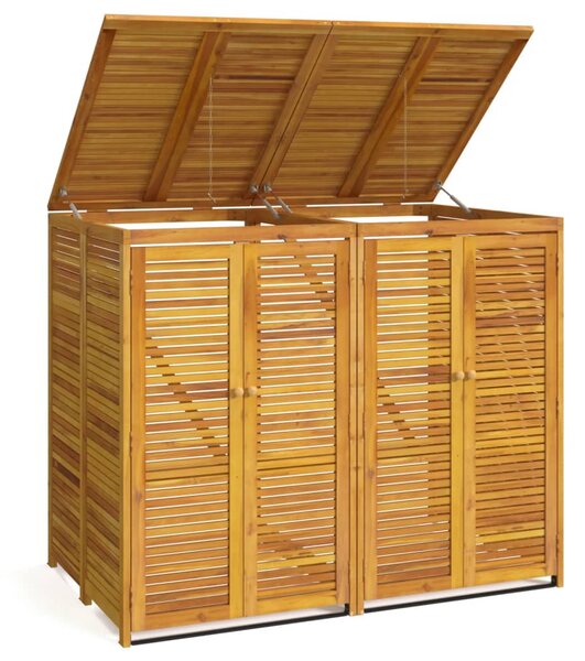 Tömör dupla akácfa kukatároló 140 x 89 x 117 cm