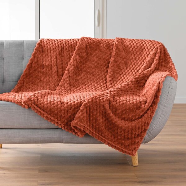 Terrakotta színű mikroflanel takaró 125x150 cm Mini Frosty – douceur d'intérieur