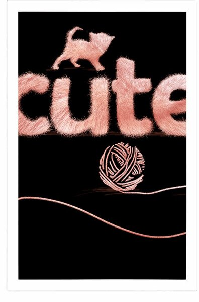 Poszter macska Cute felirattal