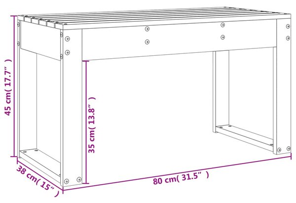 Fekete tömör fenyőfa kerti pad 80x38x45 cm