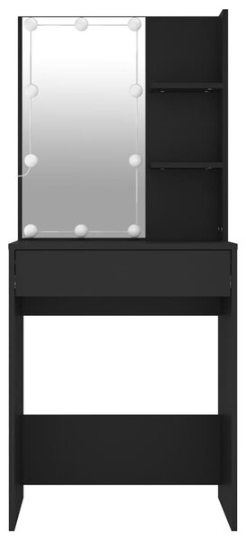Fekete LED-es fésülködőasztal 60 x 40 x 140 cm