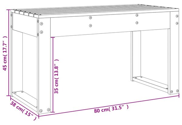 Fehér tömör fenyőfa kerti pad 80x38x45 cm