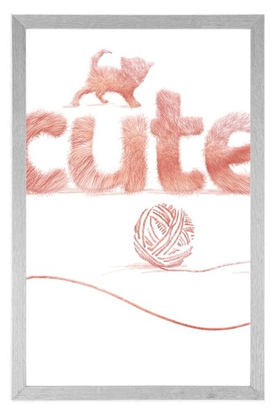 Poszter macska és Cute felirat