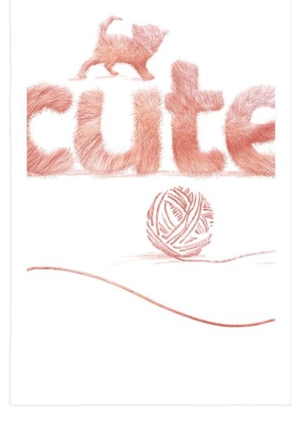 Poszter macska és Cute felirat