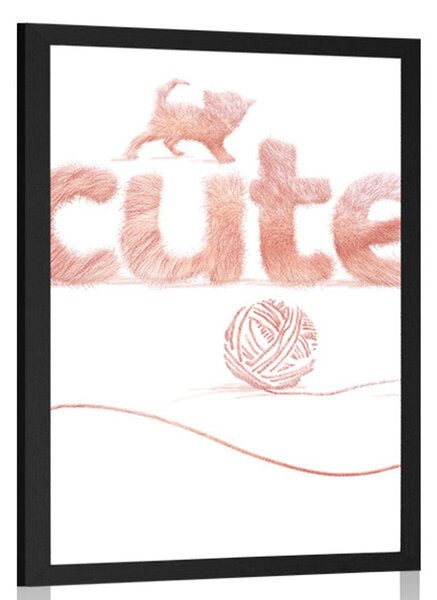 Poszter macska és Cute felirat