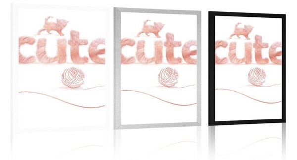 Poszter macska és Cute felirat