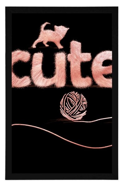 Poszter macska Cute felirattal