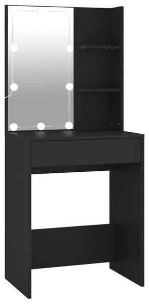 Fekete LED-es fésülködőasztal 60 x 40 x 140 cm