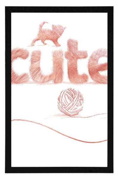 Poszter macska és Cute felirat