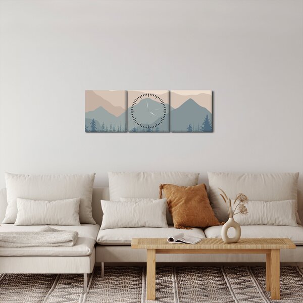 Kép - Türkiz hegység N⁰1 (órával) (90x30 cm)