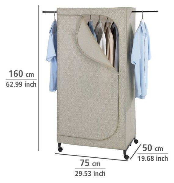 Bézs textil ruhásszekrény 75x160 cm Balance – Wenko