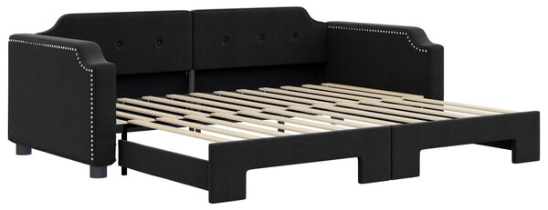 Fekete kihúzható szövet heverő 80 x 200 cm