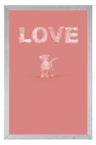 Poszterkutyus Love felirattal