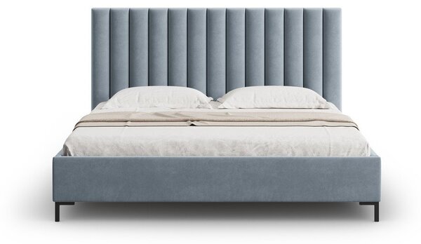Világoskék kárpitozott ágyneműtartós franciaágy ágyráccsal 160x200 cm Casey – Mazzini Beds