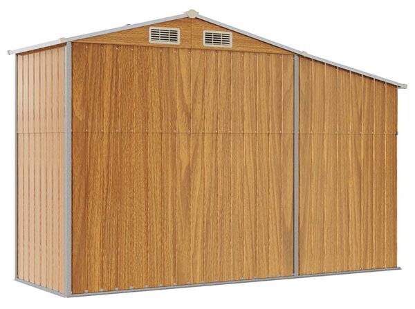 Barna horganyzott acél kerti fészer 277x93x179 cm