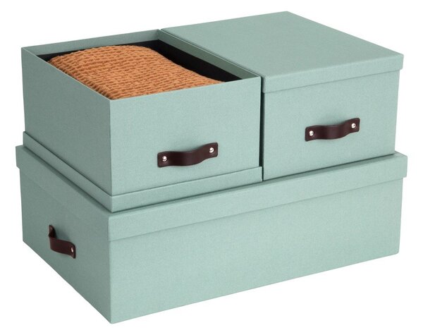 Mentazöld fedeles karton tárolódoboz szett 3 db-os 31x47x15 cm Inge – Bigso Box of Sweden