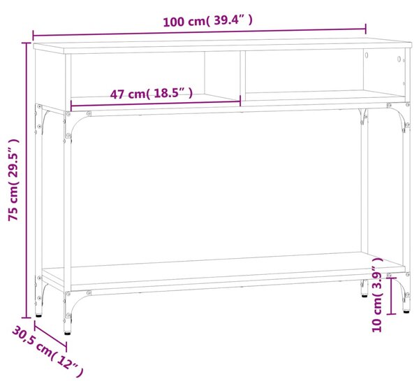 Fekete szerelt fa tálalóasztal 100 x 30,5 x 75 cm