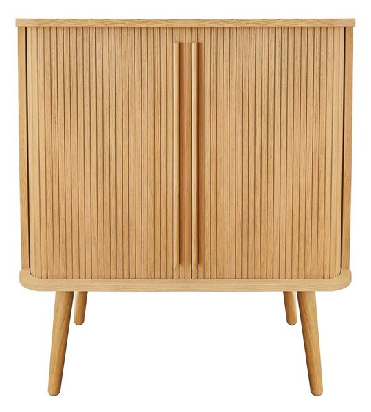 Natúr színű magas komód tolóajtóval, tölgyfa dekorral 83x95 cm Rove – Woodman