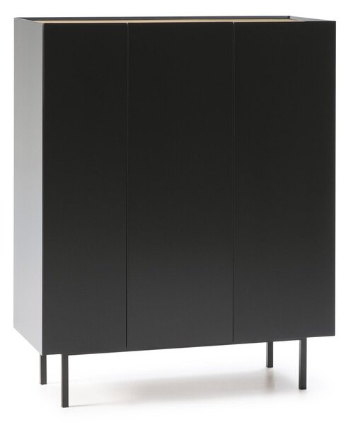 Fekete magas komód tölgyfa dekorral 95x120 cm Arista – Teulat