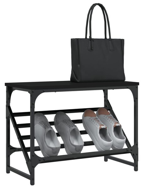 Fekete szerelt fa cipőtartó 60x30x45 cm