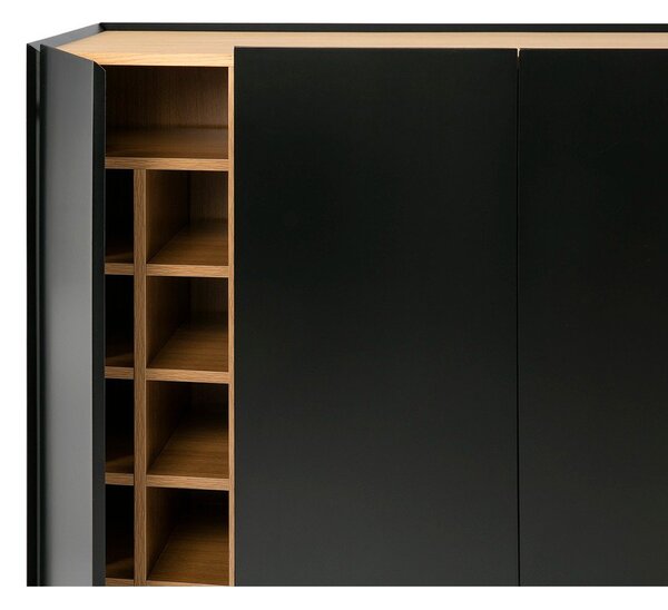 Fekete magas komód tölgyfa dekorral 95x120 cm Arista – Teulat
