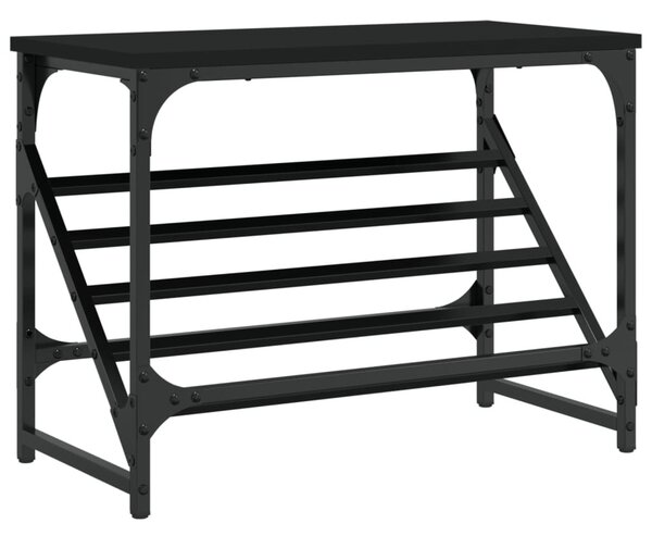 Fekete szerelt fa cipőtartó 60x30x45 cm