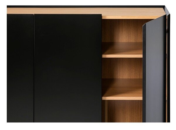 Fekete magas komód tölgyfa dekorral 95x120 cm Arista – Teulat