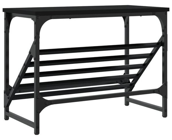 Fekete szerelt fa cipőtartó 60x30x45 cm