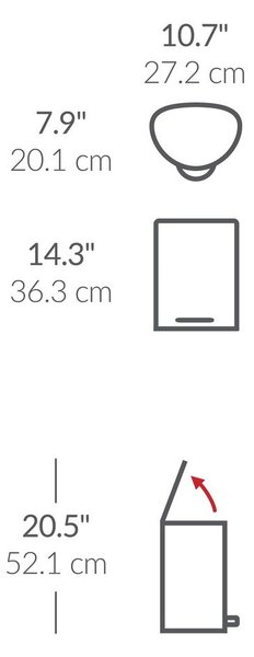 Fehér fém pedálos szemetes 6 l – simplehuman