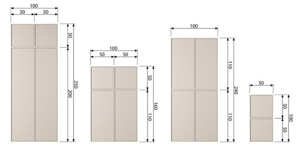 Krémszínű borovi fenyő moduláris szekrény 50x200 cm Daily – vtwonen