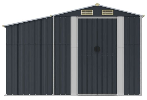 Antracitszürke horganyzott acél kerti fészer 277x279x179 cm